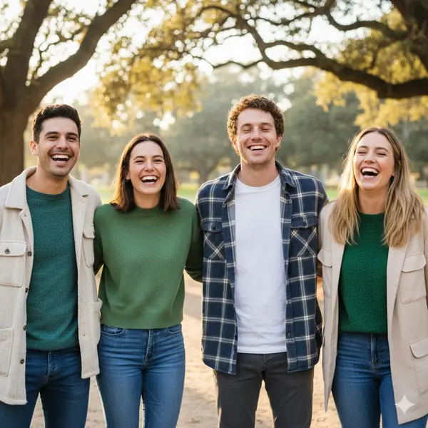 Group photo with person who has closed eyes - before AI correction