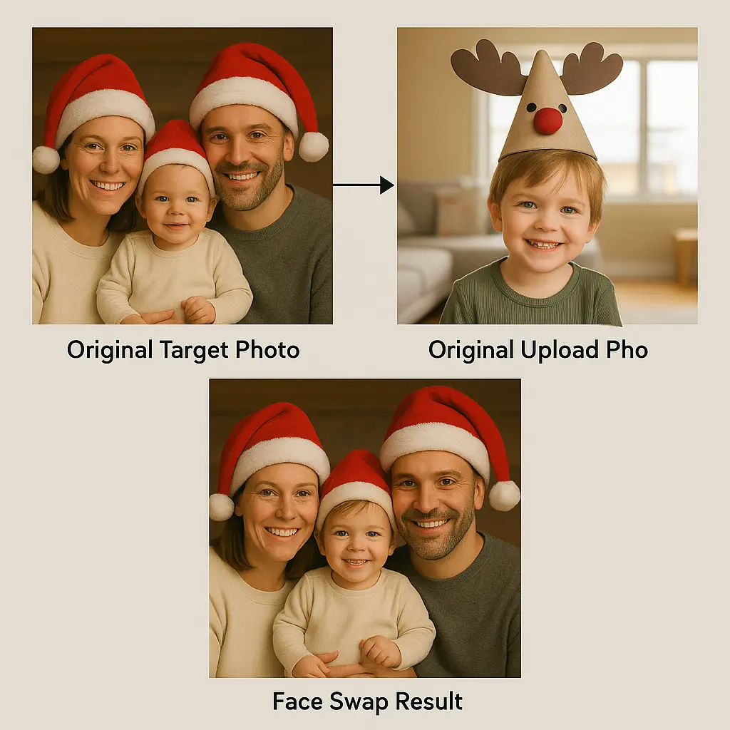 Christmas Face Swap Demo - Family Photo with Multi-Face Swap