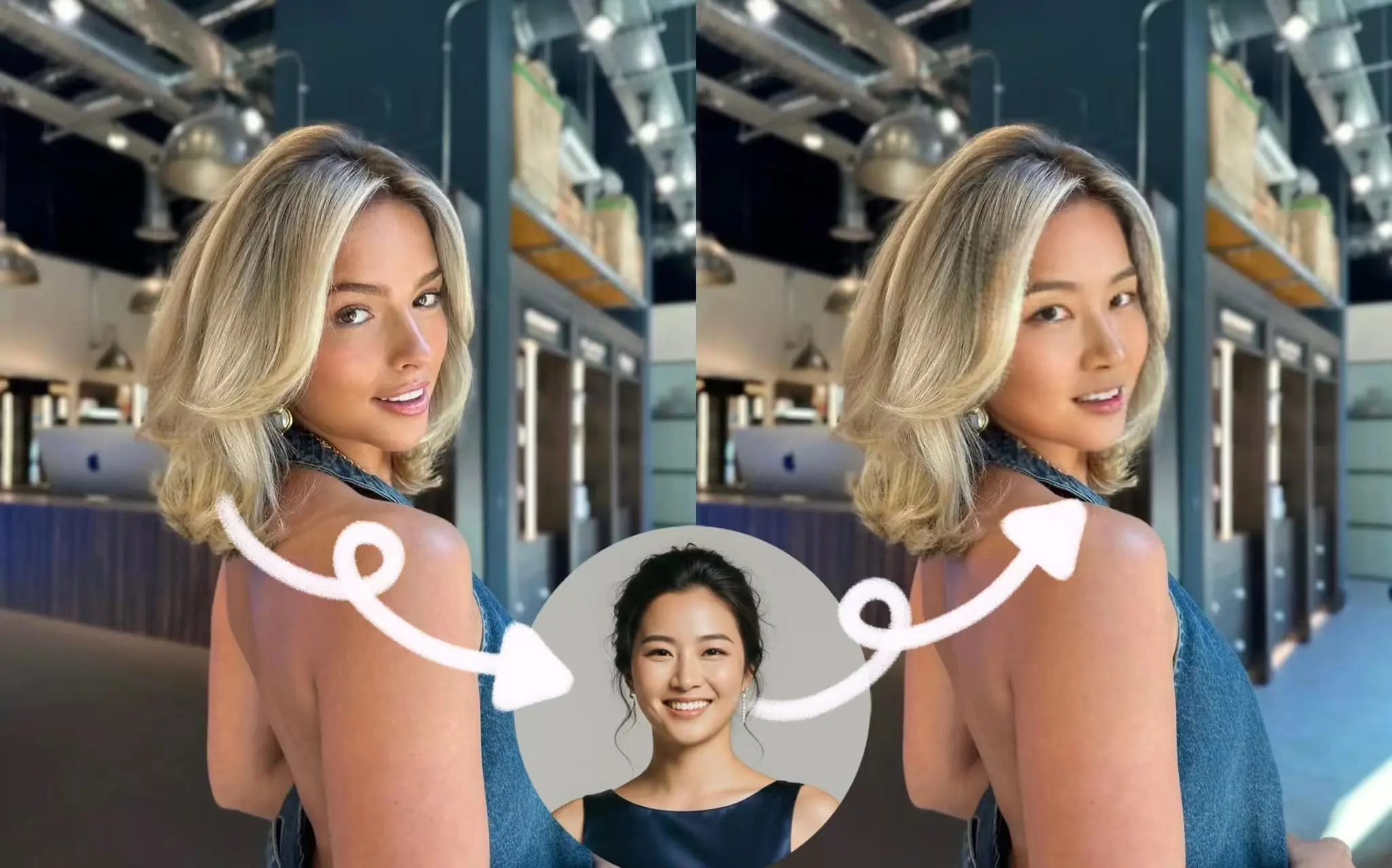 LinkedIn profile picture mockup women old money bob haircut ai face swap